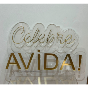 Acrílico Placa com aplique ouro