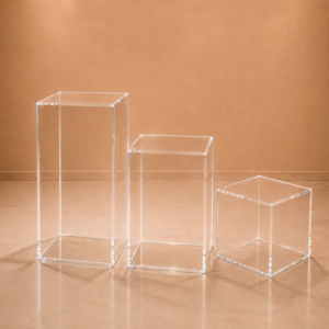 Trio cubos cristal em acrílico