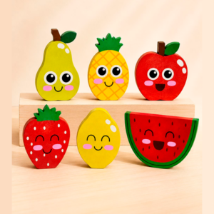 Display frutas unidade em pinus com pintura